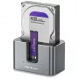 Qoltec 2in1 HDD SSD dokavimo stotelė SATA M.2 NVMe su klonavimu, USB-C 3.2 Gen 2, 10Gbps, iki 28TB, aliuminio