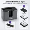 Qoltec 2in1 HDD SSD dokavimo stotelė SATA M.2 NVMe su klonavimu, USB-C 3.2 Gen 2, 10Gbps, iki 28TB, aliuminio