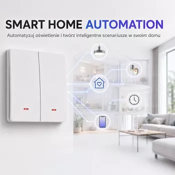 QOLTEC Smart Light Switch WiFi 2-Gang Timer Tuya White