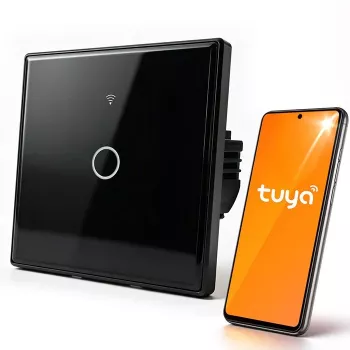 Qoltec 1-jungties jutiklinis šviesos jungiklis su Wi-Fi, laikmačiu, Tuya, baltas