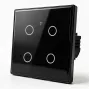 Qoltec Smart Touch Light Switch 4-Gang Wi-Fi Timer Tuya | Grūdintas stiklas | Baltas