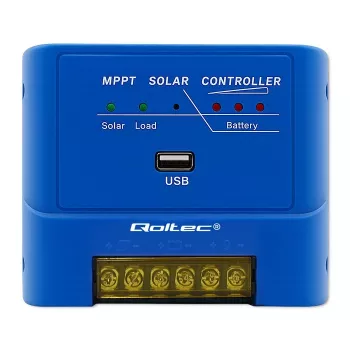 QOLTEC MPPT 15A saulės įkrovimo valdiklis 12V/24V, skirtas LiFePO4, gelio, AGM, Flooded, Sealed Lead-Acid baterijoms su LCD ir RS485