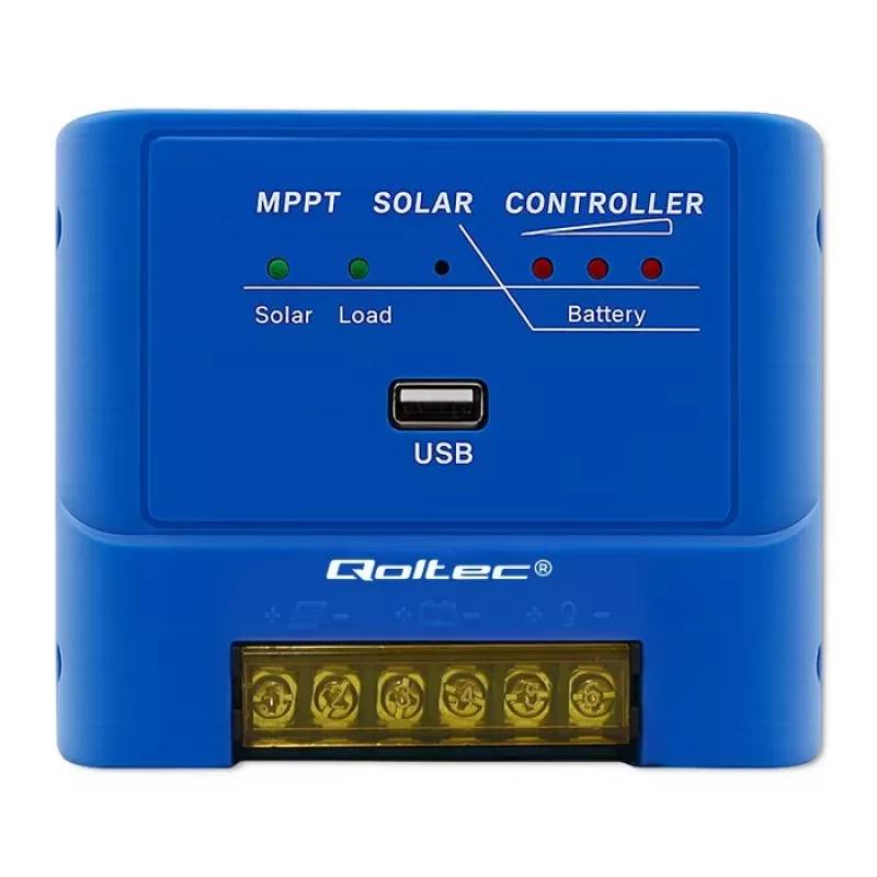 QOLTEC MPPT 15A saulės įkrovimo valdiklis 12V/24V, skirtas LiFePO4, gelio, AGM, Flooded, Sealed Lead-Acid baterijoms su LCD ir RS485