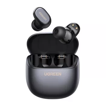 UGREEN WS220 TWS True Wireless Bluetooth 5.0 ausinės su įkrovimo dėklu, lietimo valdymu, IPX4 atsparumu vandeniui, įmontuotu mikrofonu, 16h bendra baterijos veikimo trukme - juodos