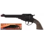PULIO Cowboy Revolver Metal 8-Shot Cap Gun - juoda/sidabrinė su rudomis rankenomis