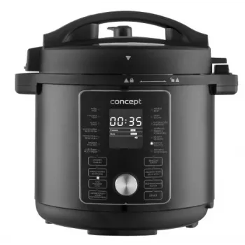 CONCEPT CK8000 daugiafunkcis puodas su oro gruzdintuvės funkcija, 6 L talpa, 3,5 L krepšelis, 1500 W, 10 programų, juodos/sidabrinės spalvos