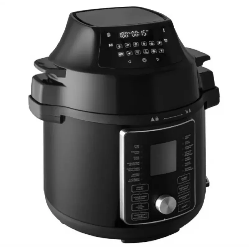 CONCEPT CK8000 daugiafunkcis puodas su oro gruzdintuvės funkcija, 6 L talpa, 3,5 L krepšelis, 1500 W, 10 programų, juodos/sidabrinės spalvos