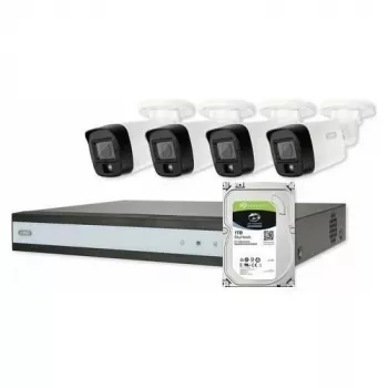 ABUS Security-Center TVVR33843T pilnas rinkinys su 4 analoginėmis mini vamzdinėmis kameromis ir vaizdo registratoriumi