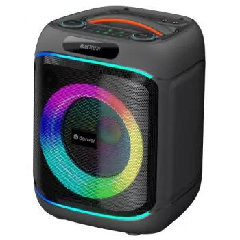 DENVER BPS-170 400W Bluetooth vakarėlių garsiakalbis su RGB apšvietimu, TWS, karaoke, FM radiju, USB/SD/AUX/mikrofono įvestimis
