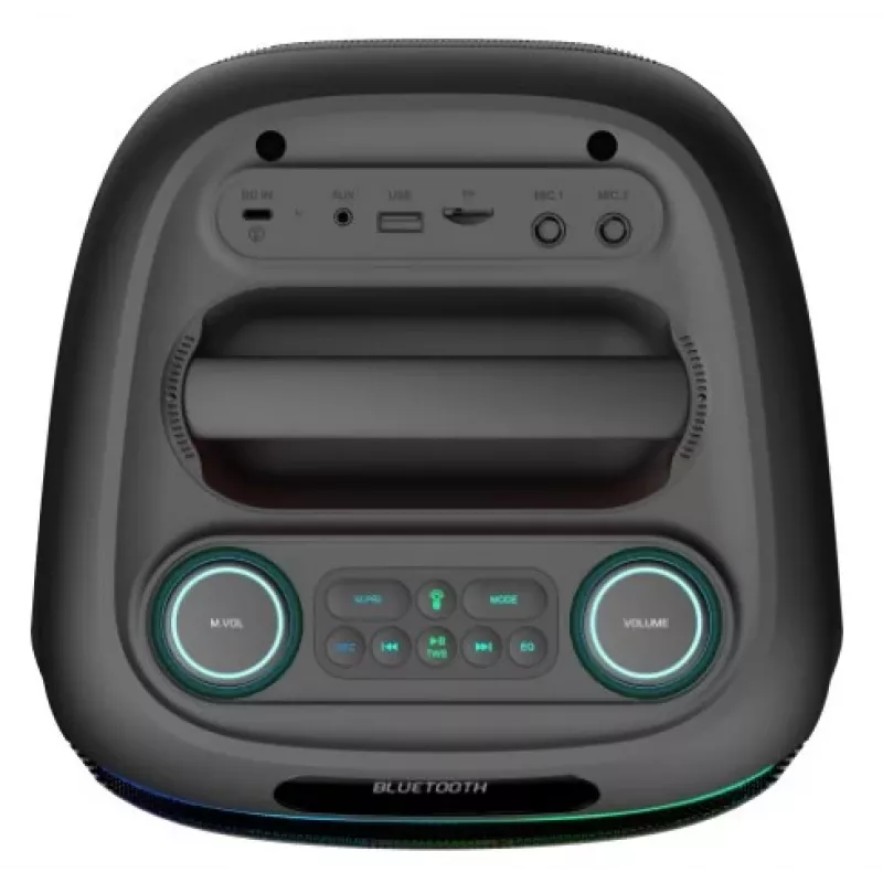 DENVER BPS-170 400W Bluetooth vakarėlių garsiakalbis su RGB apšvietimu, TWS, karaoke, FM radiju, USB/SD/AUX/mikrofono įvestimis
