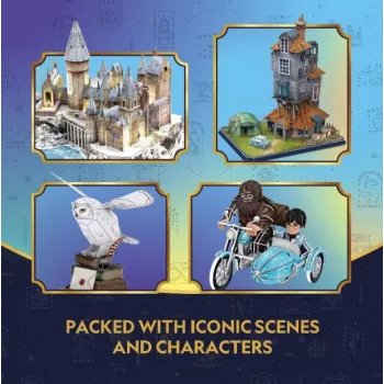 CUBIC FUN 3D dėlionė Harry Potter Hogvartso Didžioji salė ir Astronomijos bokštas su LED apšvietimu – 850 detalių, kolekcinis modelis