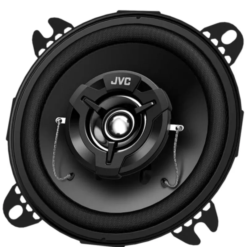 JVC CS-DR422 4 colių 2 krypčių koaksialiniai automobilio garsiakalbiai su anglies mikos kūgiais ir hibridinėmis apvadomis (pora)