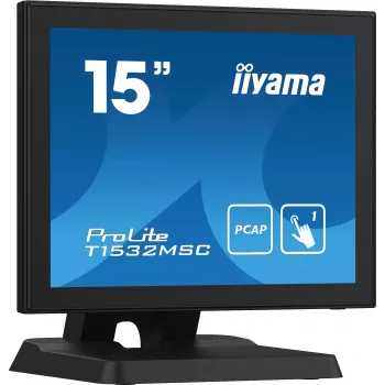 Iiyama ProLite T1532MSC-B5X 15 colių projekcinės talpos jutiklinis LED monitorius - 1024x768 XGA, 10 taškų, HDMI, DVI, VGA, USB, IP54 priekyje, 7H, garsiakalbiai