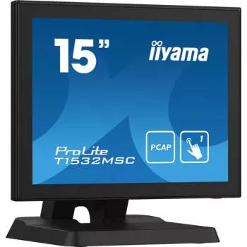 Iiyama ProLite T1532MSC-B5X 15 colių projekcinės talpos jutiklinis LED monitorius - 1024x768 XGA, 10 taškų, HDMI, DVI, VGA, USB, IP54 priekyje, 7H, garsiakalbiai