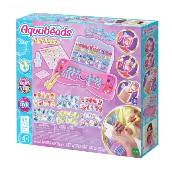 EPOCH Aquabeads Nail Studio pradinis rinkinys – vandeniu aktyvuojamų karoliukų nagų dailės rinkinys vaikams, daugiau nei 100 dizainų, daugkartinio naudojimo nagai, be klijų, nuo 4 metų