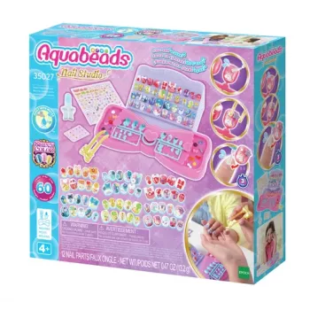 EPOCH Aquabeads Nail Studio pradinis rinkinys – vandeniu aktyvuojamų karoliukų nagų dailės rinkinys vaikams, daugiau nei 100 dizainų, daugkartinio naudojimo nagai, be klijų, nuo 4 metų