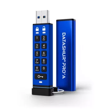 iStorage datAshur PRO+A 64GB USB-C atmintukas, AES 256-bit XTS aparatinis šifravimas, PIN autentifikacija, FIPS 140-2 Level 3, IP68 atsparus vandeniui ir dulkėms, tvirtas aliuminio korpusas, Zero-Footprint