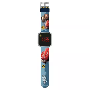 PULIO vaikiškas skaitmeninis laikrodis su LED ekranu - Disney Pixar Cars tema, raudonas/juodas