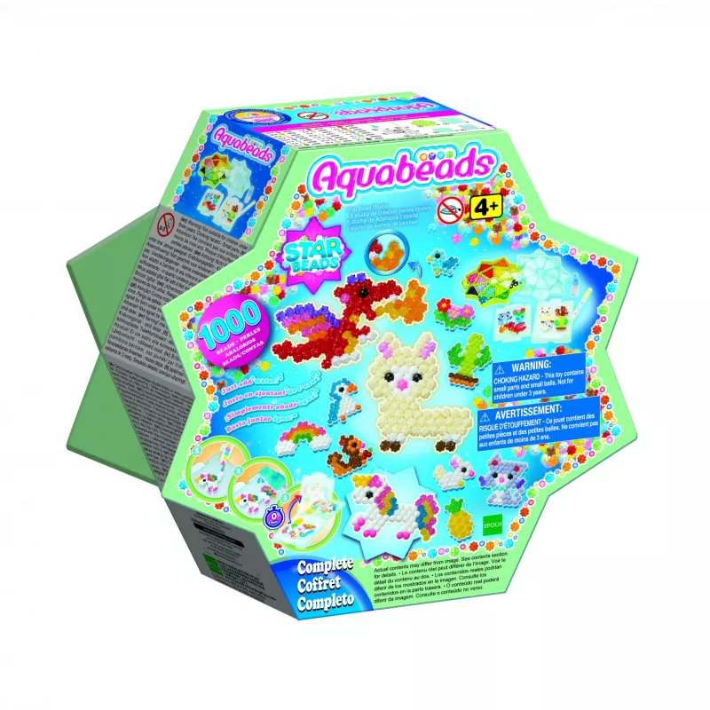 EPOCH Aquabeads Star Beads Starter Set - daugiau nei 800 karoliukų, 16 spalvų, vandeniu aktyvuojamas kūrybos rinkinys nuo 4 metų