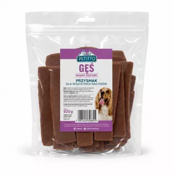PETITTO Goose Slices šunų skanėstai – 100% natūralūs, be grūdų, 500 g