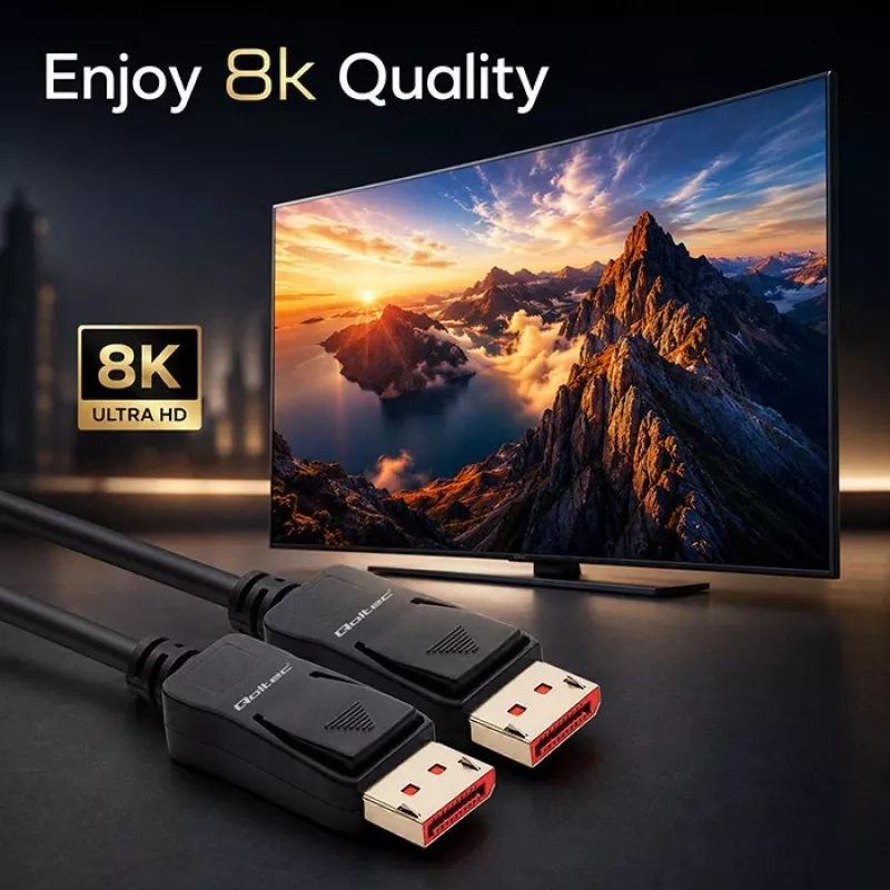 QOLTEC DisplayPort kabelis M/M V2.1 40G 0,5 m
