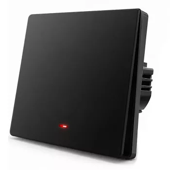 Qoltec 52722 1 kanalo išmanusis Wi-Fi jungiklis, liečiamas skydelis, laikmatis, Tuya/Smart Life, juodos spalvos