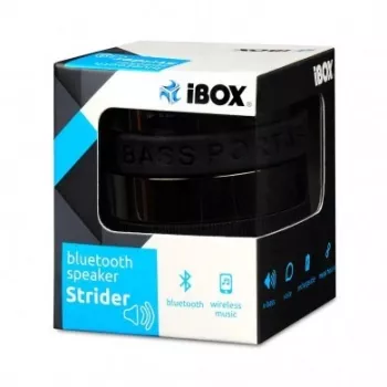 IBOX Speaker STRIDER Bluetooth nešiojamas belaidis garsiakalbis su FM radiju, laisvų rankų skambučiais, 5W RMS, 3,5 mm AUX, USB, MicroSD, juodas