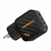 HAMMER RapidCharge 65W GaN sieninis įkroviklis - 2x USB-C PD, 1x USB-A QC, juodas