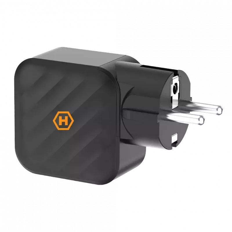 HAMMER RapidCharge 65W GaN sieninis įkroviklis - 2x USB-C PD, 1x USB-A QC, juodas