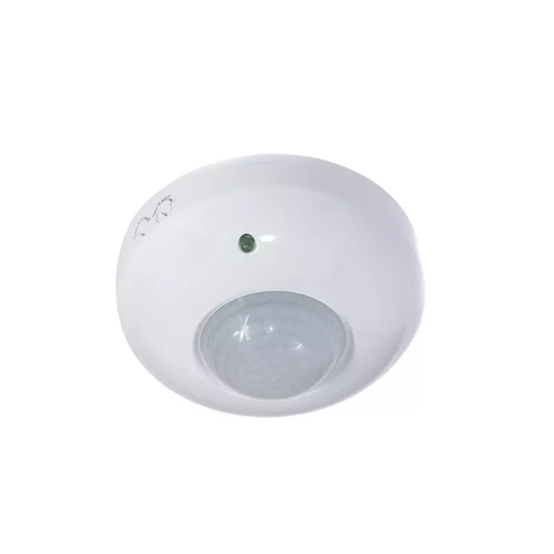 MACLEAN MCE19 lubų PIR judesio jutiklis – 360° aptikimas, 1200W kaitrinių / 300W LED apkrova, reguliuojamas laikas ir liuksas, baltas