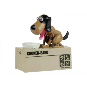 LEAN TOYS Dog Piggy Bank Robotinė monetų taupyklė rudas - juodas