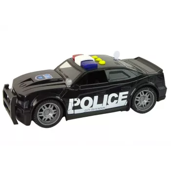 LEAN TOYS Policijos automobilis 1:14 nuotoliniu valdymu su šviesomis ir garsais, juodas