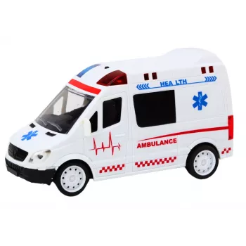 LEAN TOYS 1:16 RC greitosios pagalbos automobilis su šviesomis ir garsais - baltas