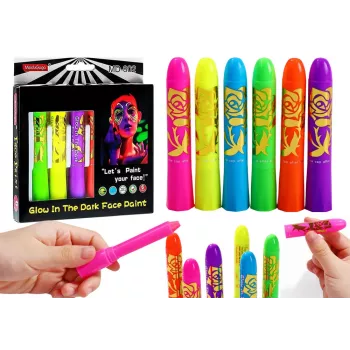 LEAN TOYS veido dažymo rinkinys Neon fluorescenciniai pieštukai 6 vnt.