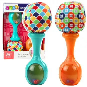 LEAN TOYS Barškučių rinkinys su minkštu kamuoliuku Orange Green 2 vnt.