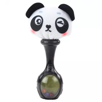 LEAN TOYS Rattle rinkinys su minkštais kamuoliukais, beždžionės ir pandos raštais, 2 vnt.