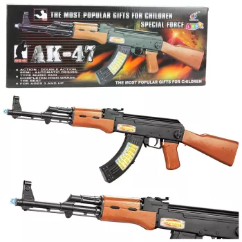 LEAN TOYS AK-47 žaislinis šautuvas vaikams su šviesos ir garso efektais, 68,5 cm