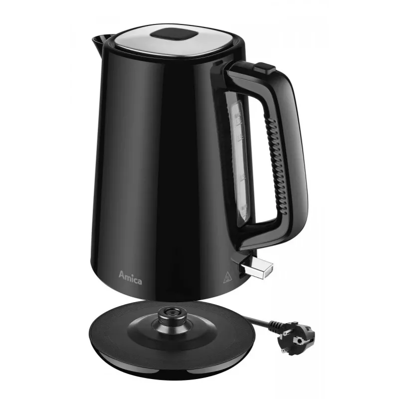 AMICA virdulys 1,7 l KF304 - 2200W nerūdijančio plieno belaidis elektrinis virdulys, sidabrinis/juodas
