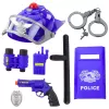LEAN TOYS policijos rinkinys vaikams su šalmu, pistoletu, antrankiais – 9 dalių