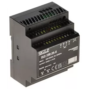 GLP perjungimo maitinimo šaltinis DL2-100-24-U – 100W 24V DIN bėgio pramoninis PSU