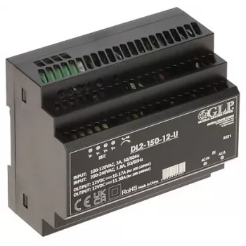 GLP DL2-150-12-U 150W 12V 12,5A perjungiamasis maitinimo šaltinis pramoniniam DIN bėgeliui