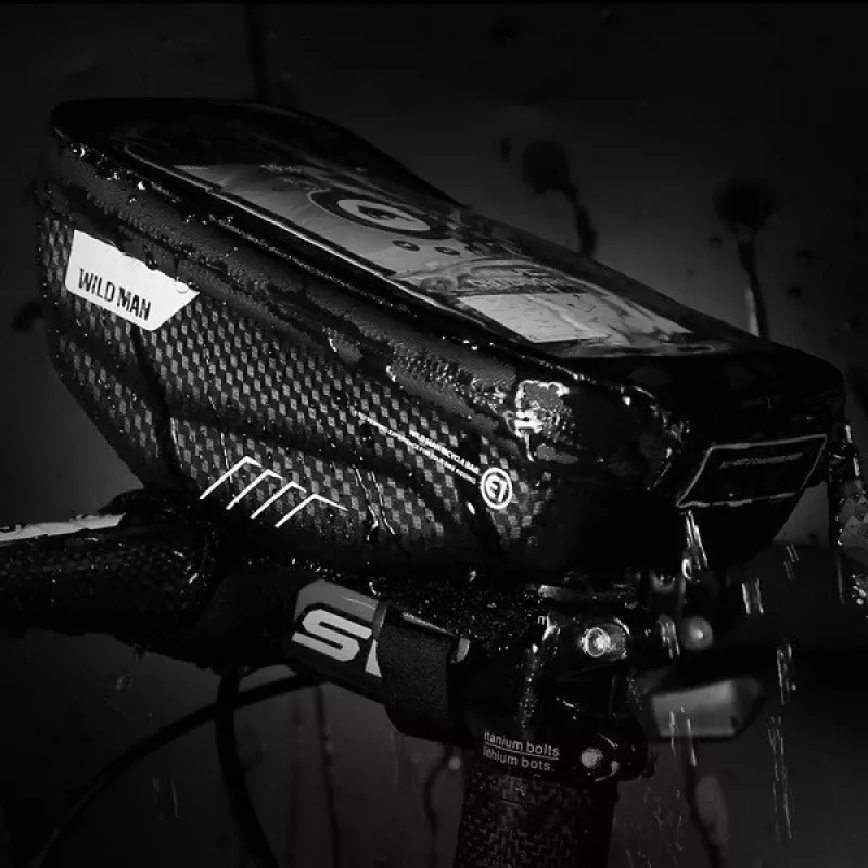 WILDMAN Bike Holder Case S E1 1L juodas – kompaktiškas dviračio rėmo krepšys su Velcro dirželiais