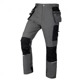 NEO TOOLS Mix&Match 4 krypčių tamprios darbo kelnės su Cordura sutvirtinimu, pilkai juodos, XXL