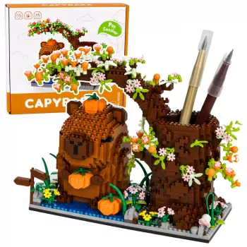 LEAN TOYS Capybara statybiniai blokeliai medžio rašiklių laikiklis 1800 vnt.