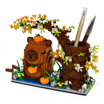 LEAN TOYS Capybara statybiniai blokeliai medžio rašiklių laikiklis 1800 vnt.