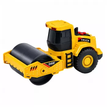 LEAN TOYS Volinio tipo kelių volas 1:32 mastelio su besisukančiu volu, šviesos ir garso efektai, geltonas