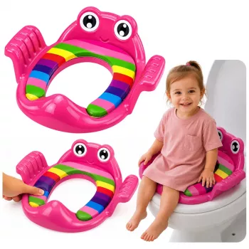 LEAN TOYS vaikiškas minkštas tualeto dangtelis su rankenomis, rožinis, nuo 18 mėn. iki 4 metų