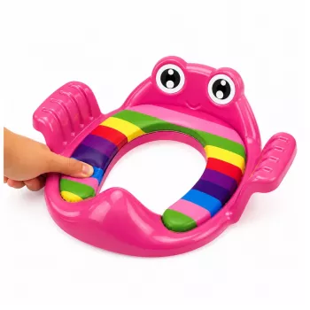 LEAN TOYS vaikiškas minkštas tualeto dangtelis su rankenomis, rožinis, nuo 18 mėn. iki 4 metų