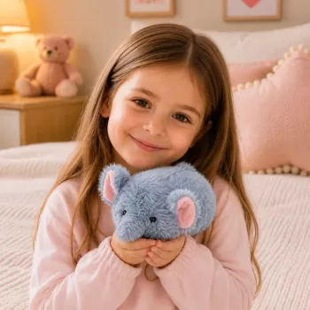 LEAN TOYS Plush dramblio talismanas – minkštas žaislas, pilkas, 18 cm