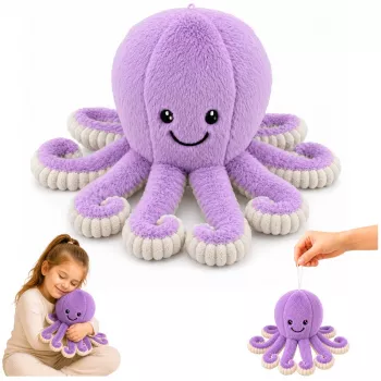 LEAN TOYS minkštas aštuonkojis su elastingais čiuptuvais, violetinis, 30 cm